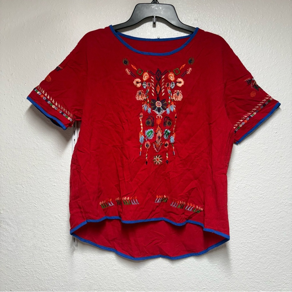 Red Embroidered Women's Blouse 114